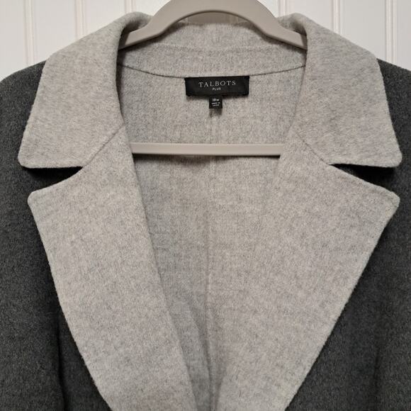 Talbots Blazer Jacket Womens Plus 18W Two Tone Gray Wool Blend Fleece Soft Cozy - Picture 4 of 15